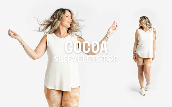 woman wearing LuLaRoe cocoa sleeveless top