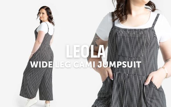 woman wearing LuLaRoe Leola wide leg cami jumpsuit