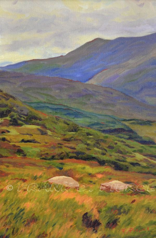 Oil painting of a mountain vista on the Ring of Kerry in Ireland.