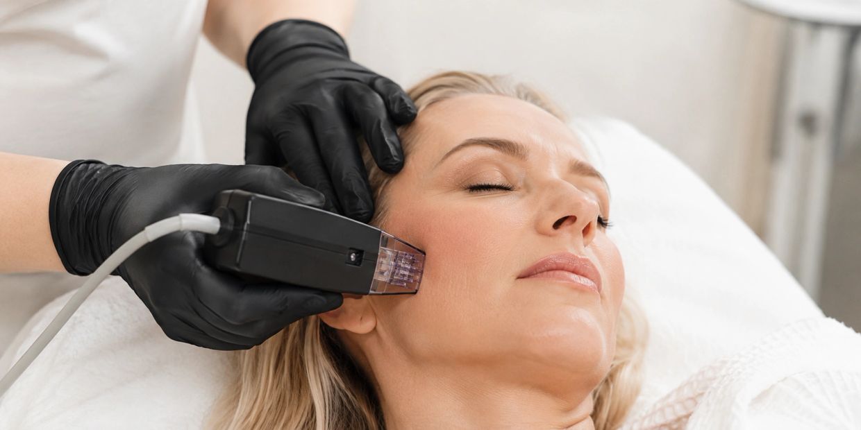 morpheus8 being applied to a woman's face in dallas, tx
