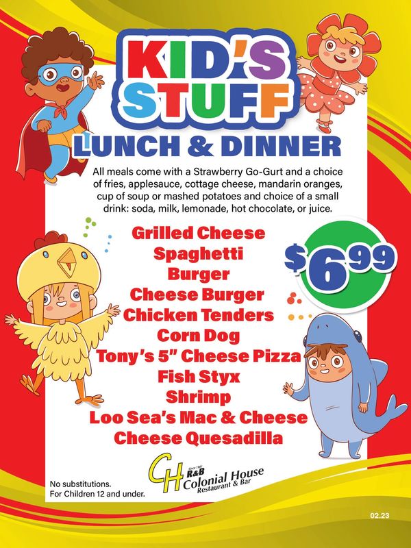 kid's stuff lunch kids menu