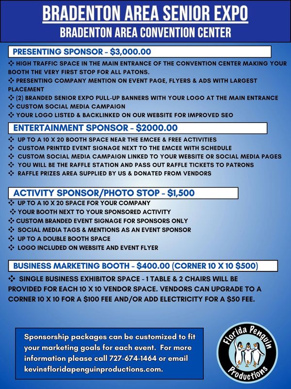 Bradenton Area Senior Expo Sponsorship Package & Pricing