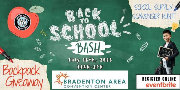 Back to School Bash event with backpack giveaway and scavenger hunt on July 18th, 2026.