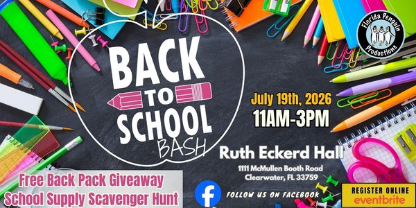 Back to School Bash with free backpack giveaway and scavenger hunt on July 19th, 2026.