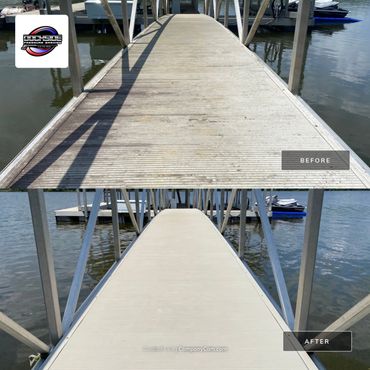 aluminum decking cleaned on dock