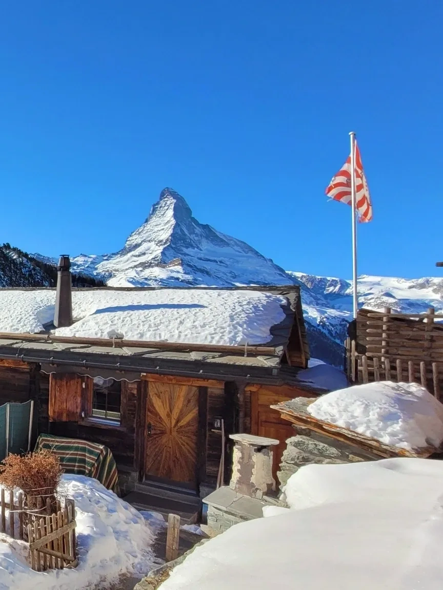 Matterhorn with alphuts in Zermatt, Switzerland