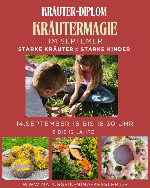 Kinder lernen Kräutermagie im September.