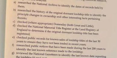 Steps for researching dormancy of lordships outlined.