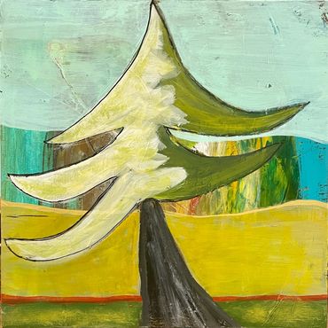 TREE I is 12x12", 1.5" deep gallery wrap canvas - acrylic with mixed media.