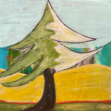TREE II is 12x12", 1.5" deep gallery wrap canvas - acrylic with mixed media. Part of a diptych with 