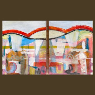 Loose Ends
32 x 20” diptych (two 16 x 20 panels)
Acrylic with mixed media on canvas