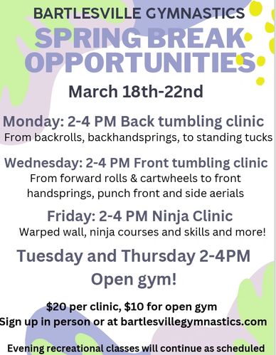 Upcoming Events - Bartlesville Gymnastics
