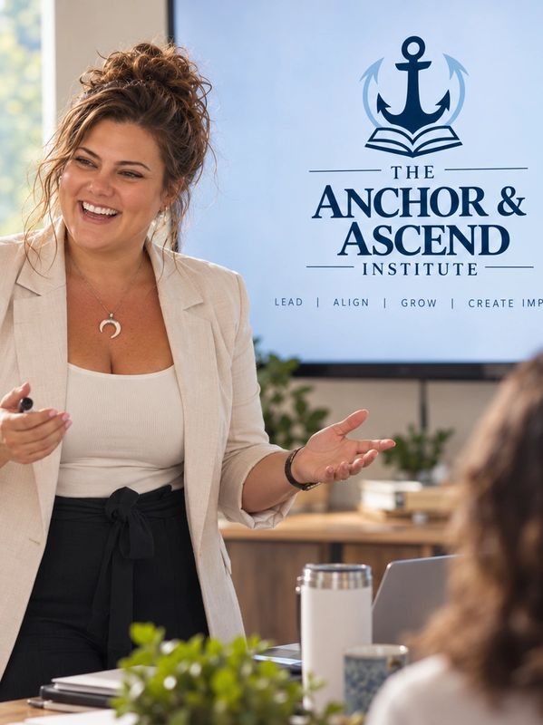 A woman presenting at The Anchor &amp; Ascend Institute.