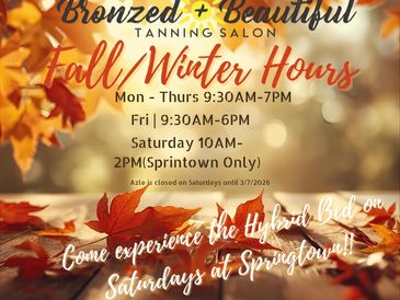Fall/Winter Hours are in effect! 