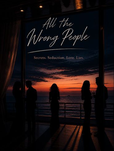Silhouetted people at sunset with a mysterious text overlay.