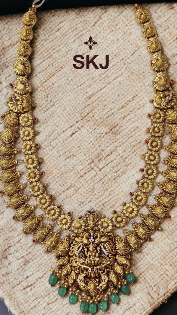 Antique Laxmi 2 line with Green Beads