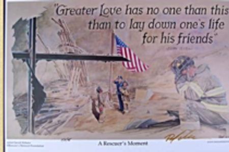 Originally painted on the side of a building in Nov. 2001. Repainted - prints available .