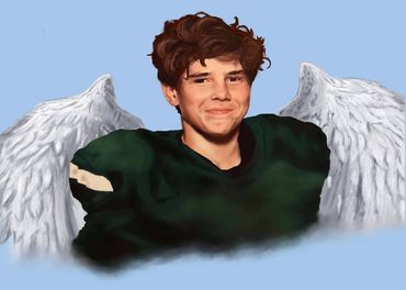 Digital rendering of Max with his angel wings. 