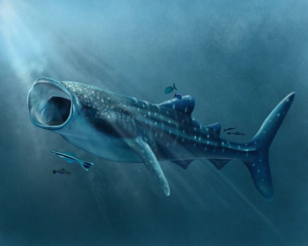 Digital rendering of a whale shark.