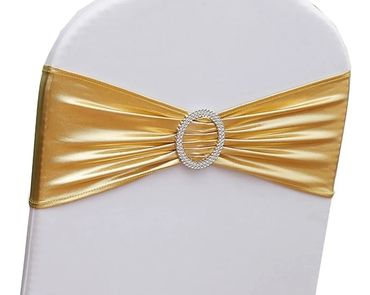 Gold Spandex Chair Band w/Rhinestone Buckle 