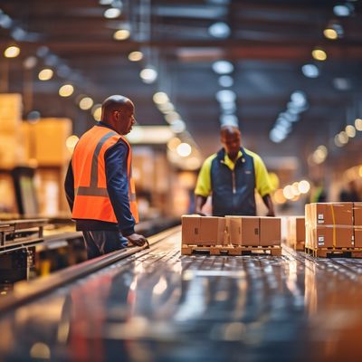 Air cargo stored and prepared inside a logistics warehouse