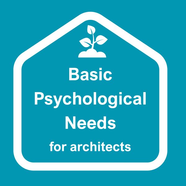 Graphic showing "Basic Psychological Needs for architects" with a plant icon.