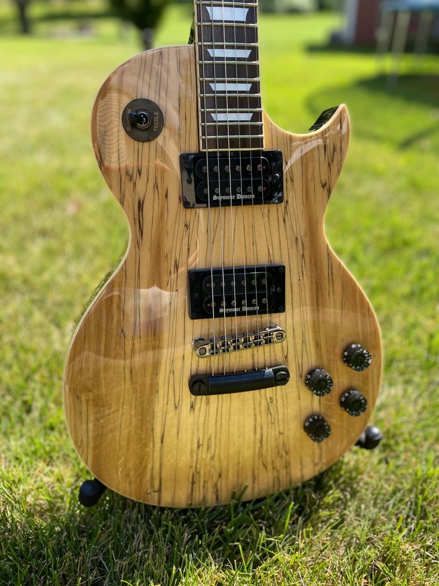 Single cut LP style guitar, Spalted maple top