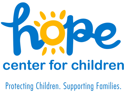 Logo of Hope Center for Children with a sun design in the word hope.