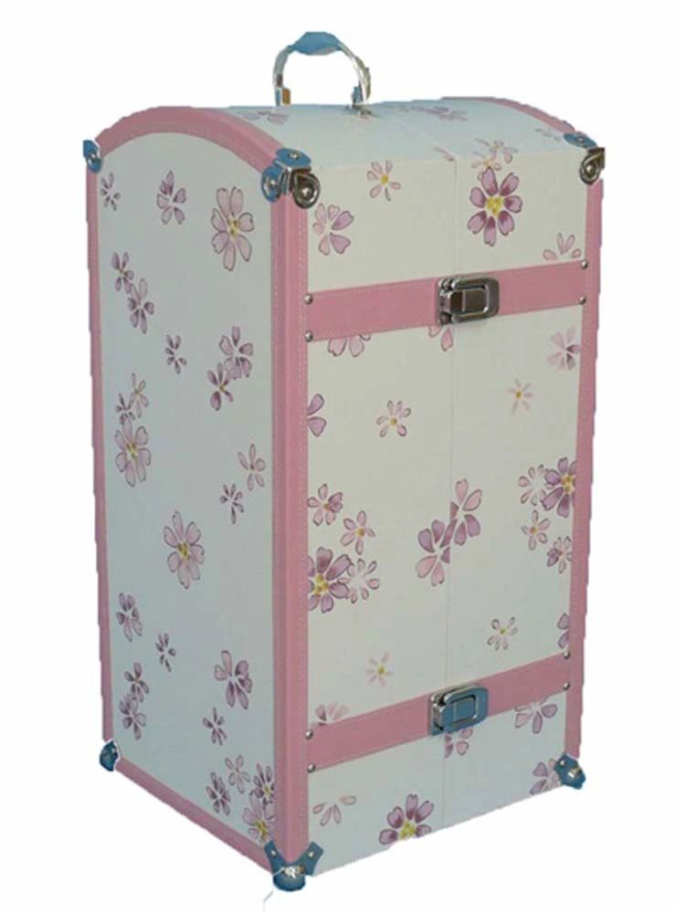 18 Play Doll & Clothes Pink Butterflies & Flower Travel Storage Carry  Trunk