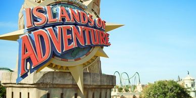 Entrance sign of Islands of Adventure amusement park.