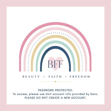 Colorful rainbow with BFF and password protection message.