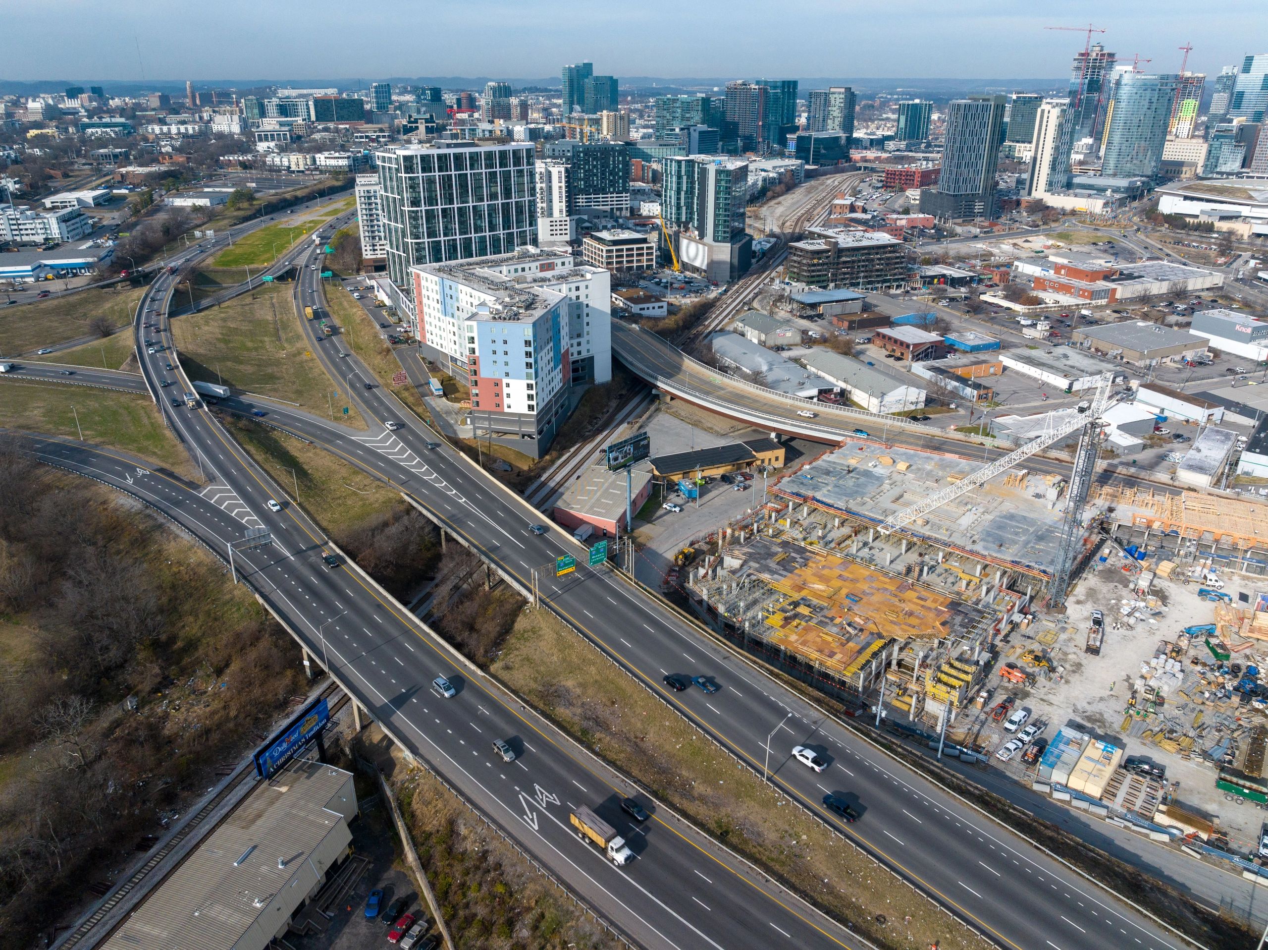 Aerial Drone of 811 Vine Street Nashville 