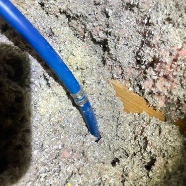 A blue color pipe kept in soil