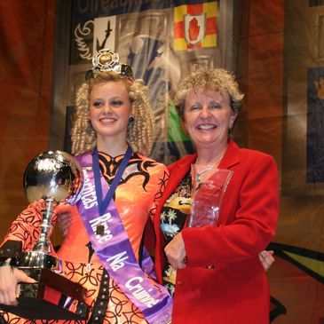 World Irish Dance Champion, Maggie Darlington with her teacher Maire O'Connell, SDCRG.