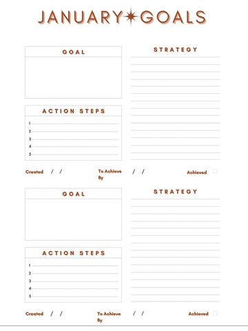 Free 12-Month Goals & Strategies Worksheets 