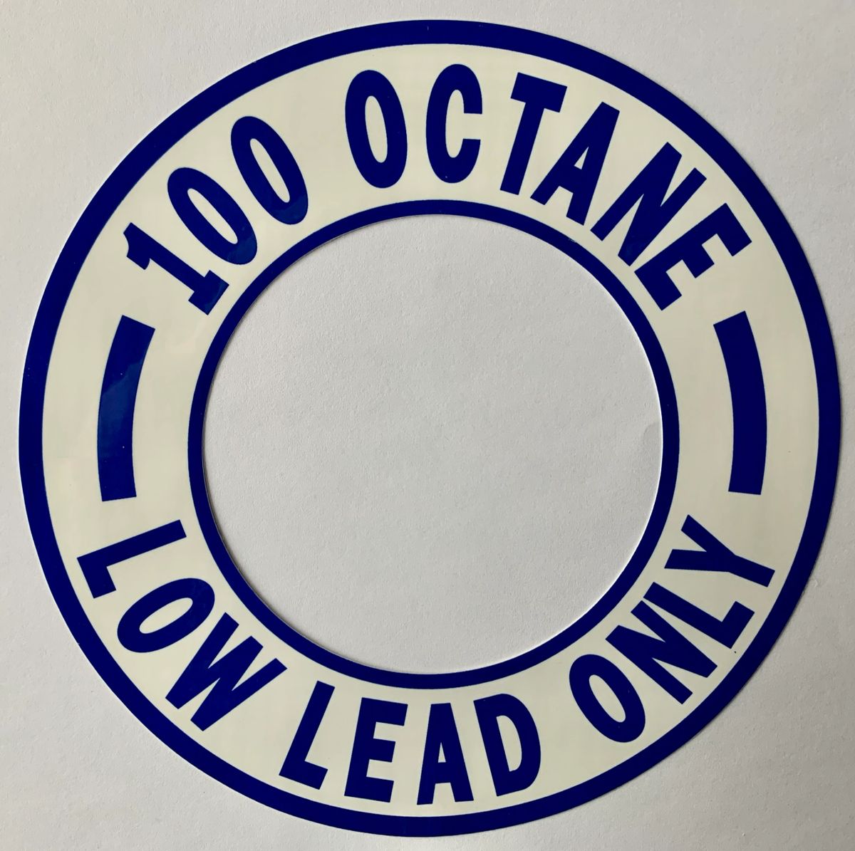 DonutStyle 100 Octane Low Lead Aviation Fuel Decal 6" Diameter DEC0170