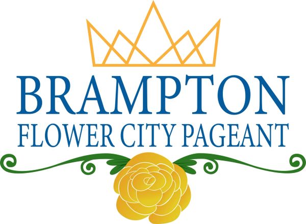 Logo for Brampton Flower City Pageant with crown and flower design.