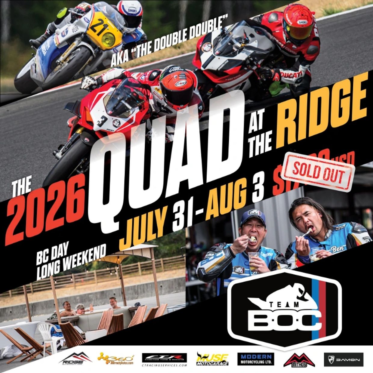 Motorcycle race event poster for 2026 Quad at the Ridge, sold out.
