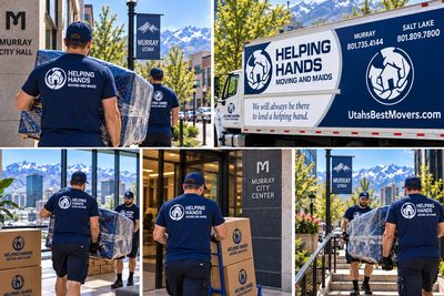 Helping Hands movers transporting items at Murray City Hall.