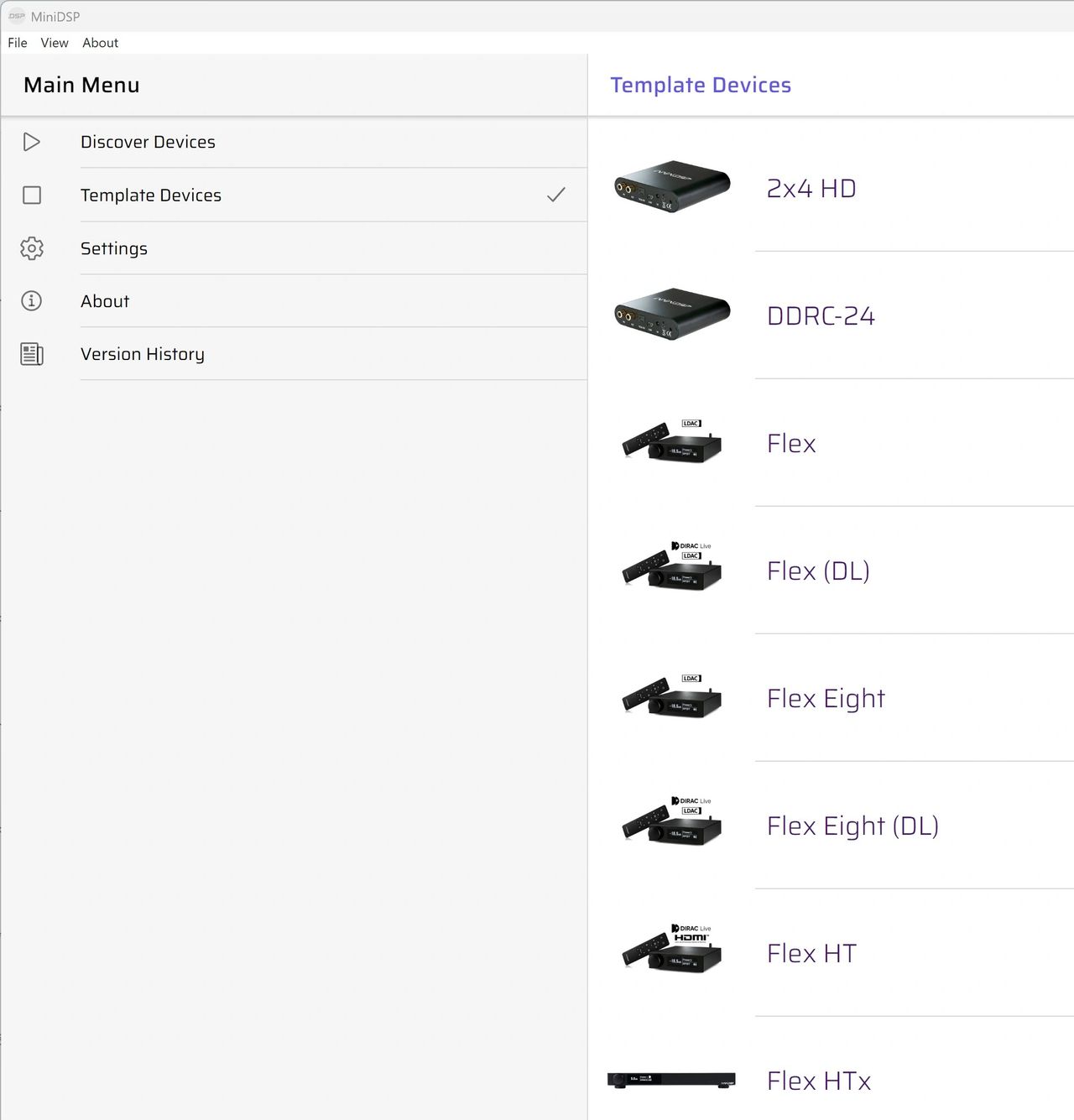 Diagram 13.  Template mode lets you experiment with configurations and load them at a later time to your miniDSP device