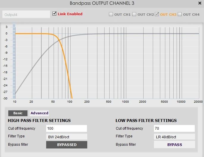 Diagram 7.  Example of an asymmetrical crossover designed to optimize audio performance