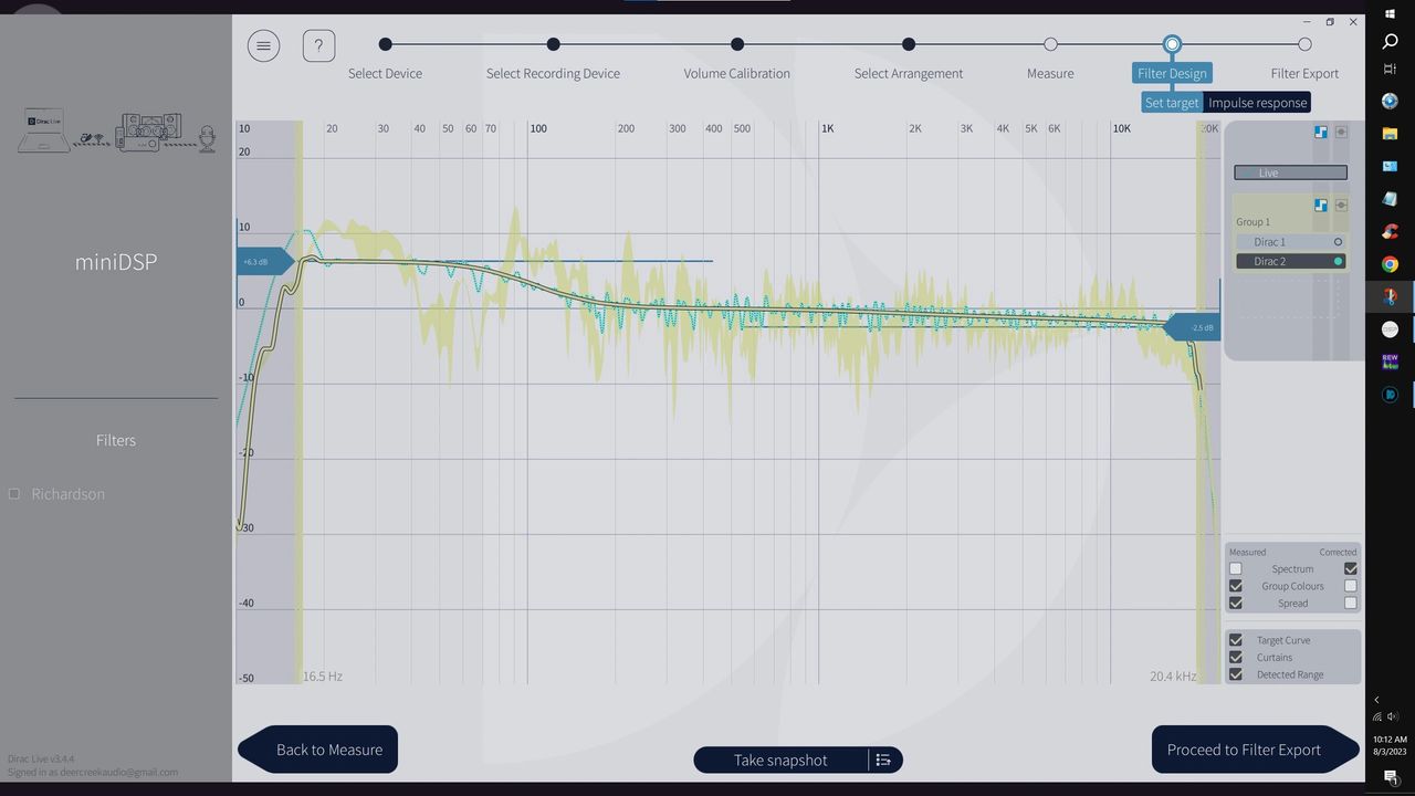 Diagram 14. Measured response versus predicted corrected response