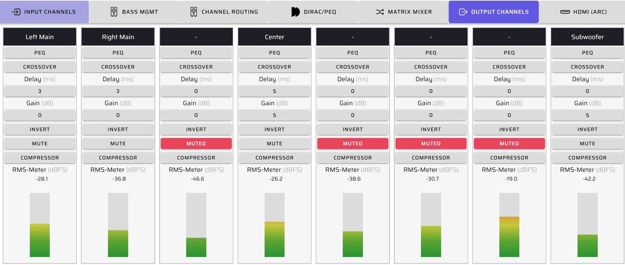 Diagram 8. Output Channels audio controls in Device Console