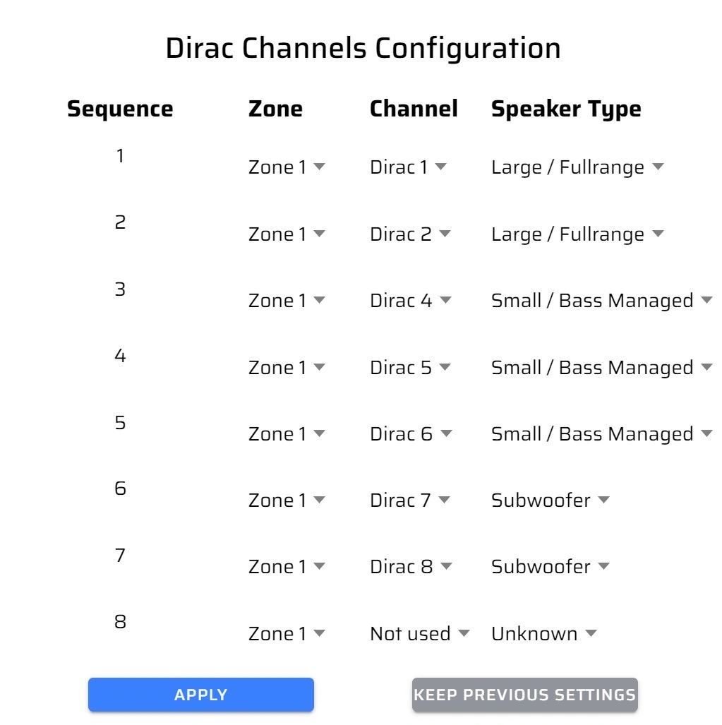 Diagram 8. Configuration settings for Dirac channels are found in Device Console general settings