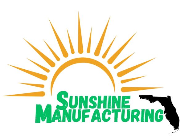 Logo of Sunshine Manufacturing with sun and Florida state.