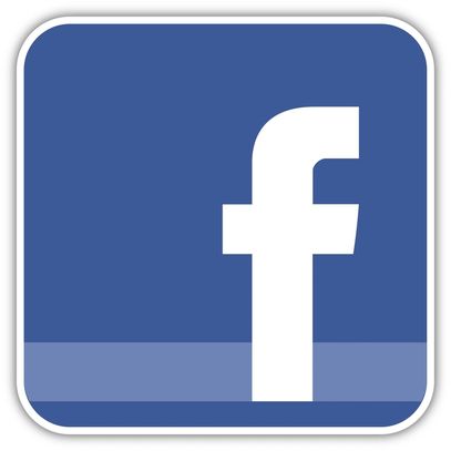 Facebook logo with white 'f' on a blue background.