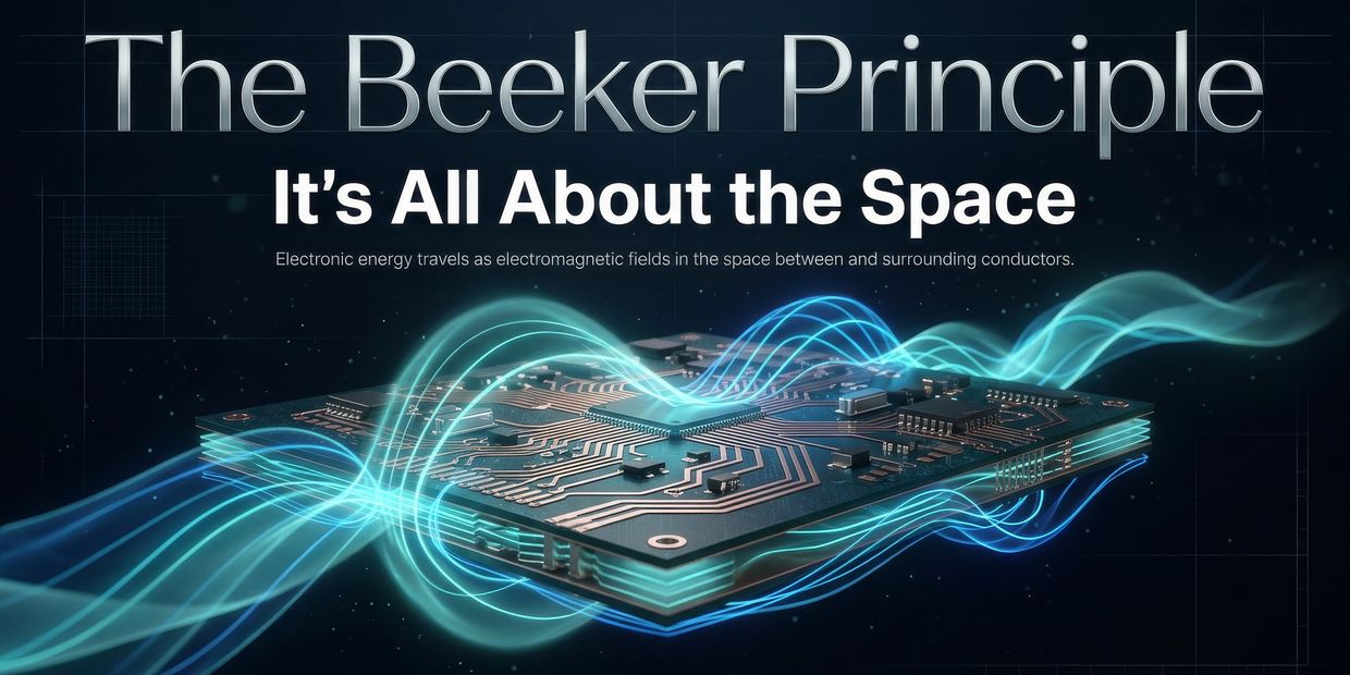 The Beeker Principle emphasizes space in electromagnetic energy travel around circuits.