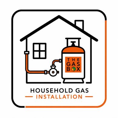 Household gas installation with gas box and piping.