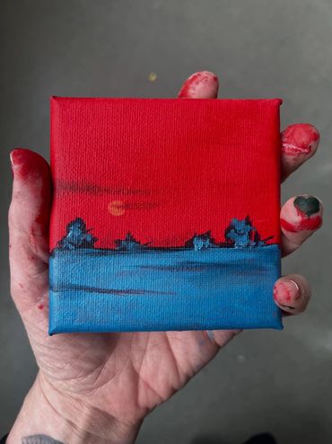 Pocket full of rye Laura (Laura Trapnell) scarlett sunset acrylic on canvas series - triptych image