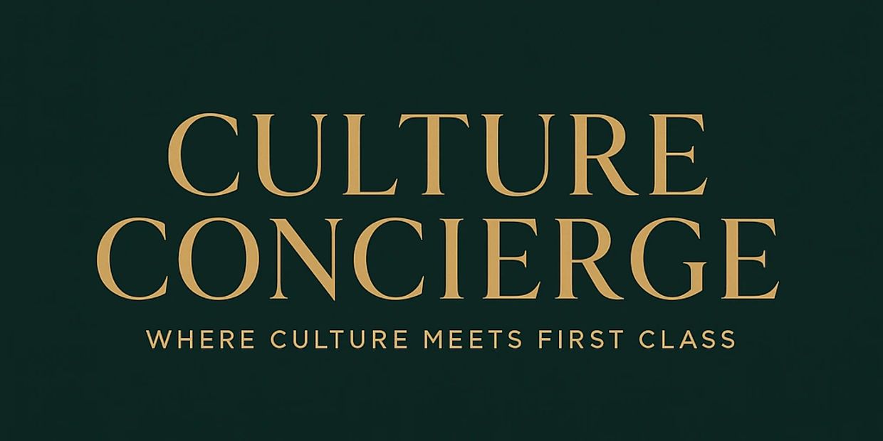 Elegant logo for Culture Concierge with tagline on a dark background.